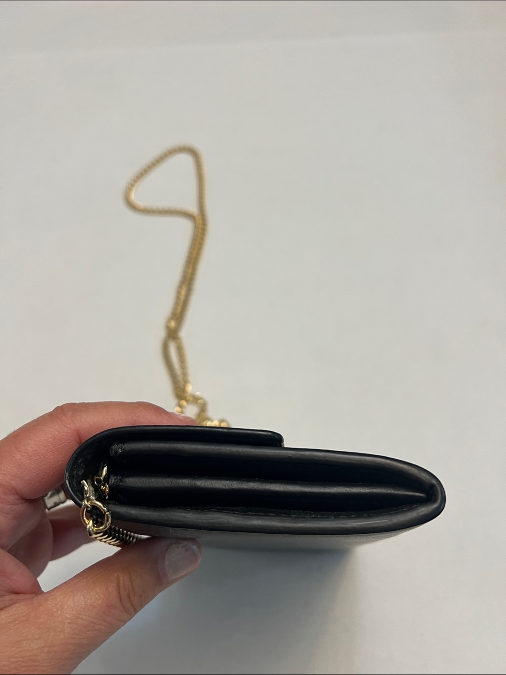 CUYANA CROSSBODY CHAIN BLACK LEATHER CLUTCH WALLET BAG - Picture 5 of 16